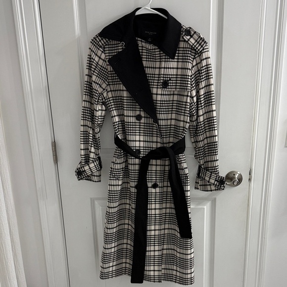 Ann Taylor Jackets & Blazers - Ann Taylor Black and White Plaid Trench Coat